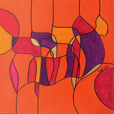 encres et feutres sur toile, 2025, 60 x 60 cm
