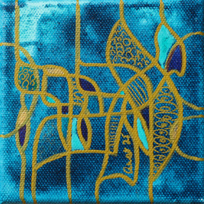 encres et feutres sur toile, 2025, 10 x 10 cm