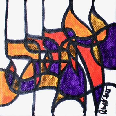 encres et feutres sur toile, 2025, 10 x 10 cm  