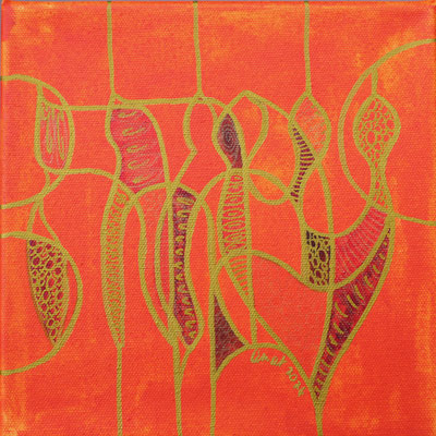 SIMCHA (joie), encres et feutres sur toile, 202, 20 x 20 cm  |  fr 220