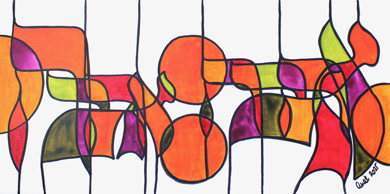 encres et feutres sur toile, 2025, 30 x 60 cm 