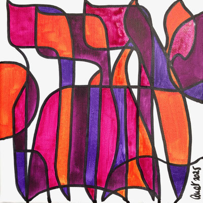 encres et feutres sur toile, 2025, 20 x 20 cm  |  fr 220