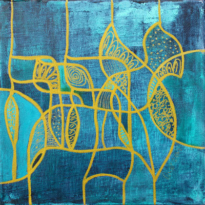 encres et feutres sur toile, 2025, 20 x 20 cm 
