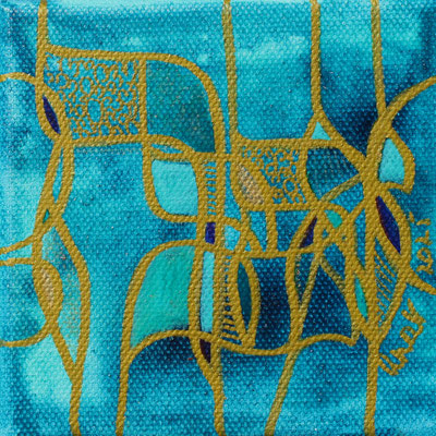 encres et feutres sur toile, 2025, 10 x 10 cm
