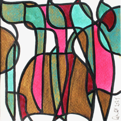 encres et feutres sur papier, 2025, 13 x 13 cm  |  fr 80