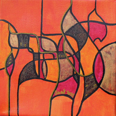 encres et feutres sur toile, 2025, 20 x 20 cm 