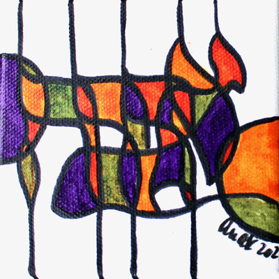 encres et feutres sur toile, 2025, 10 x 10 cm  