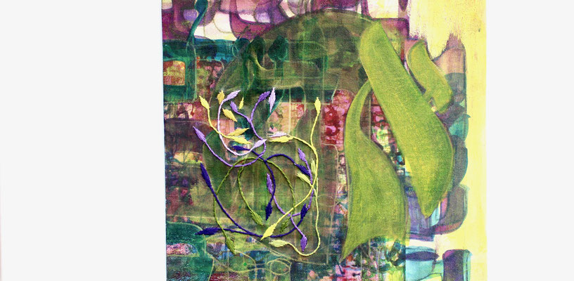 Yashir (b), 30x60 cm, acrylique mixte et broderie sur toile, 2025  |  fr 900