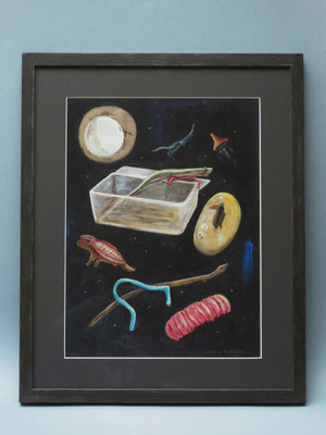 2025 De Hagedis (achter glas) 43x54cm. 600,-