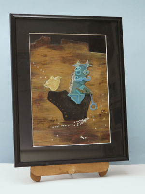 2025 Blauw Draakje (achter glas) 43x53cm. 575,-