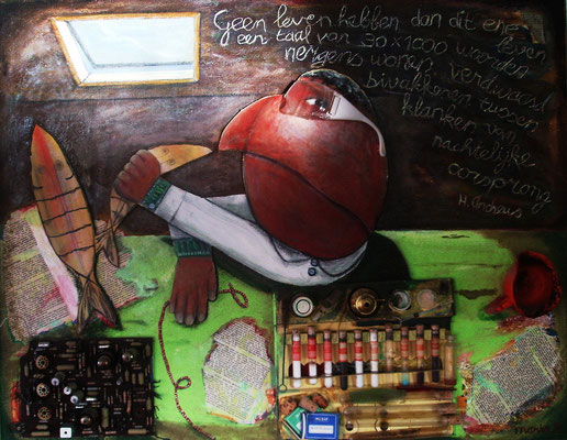De zolderkamer collage acryl (voor mijn broer)