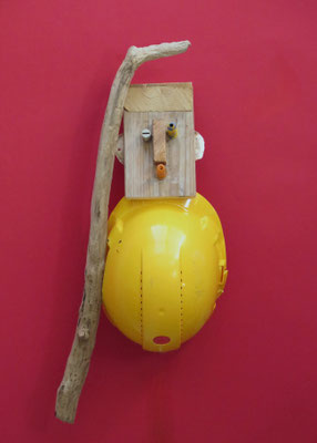 Lichtobject met gele helm 67x25x25cm 350,-