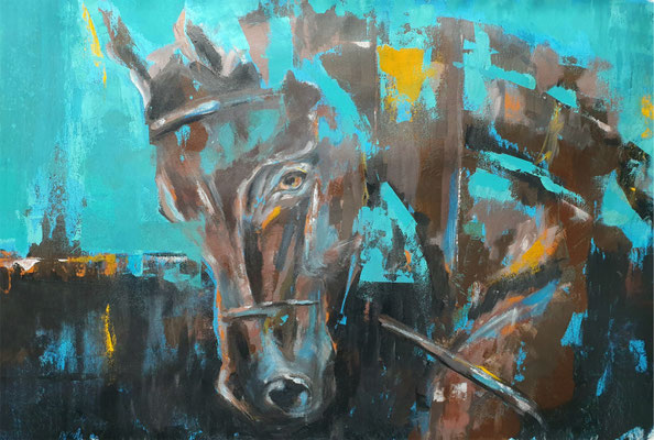 2020/5, Pferd, Acryl, Leinwand, 74x47 cm 