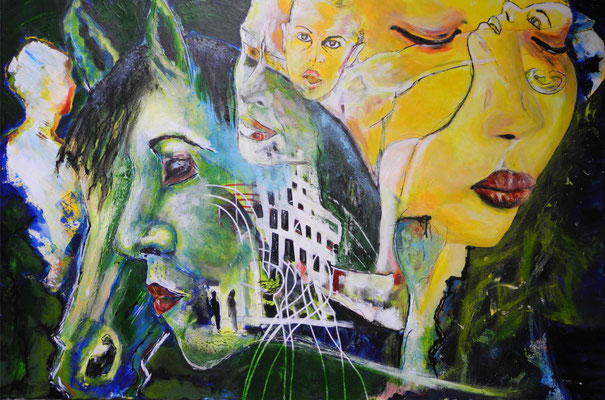fertiges Bild, 2015/ 2, Figurativ, Traumland, Acryl, Leinwand, 90x60 cm 