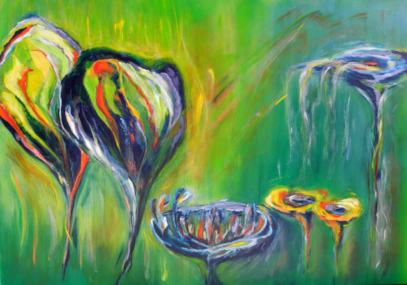2018/1 , Seeblumen, Acryl, Leinwand, 100x70 cm
