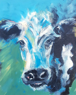 2017/1, Kuh, Acryl, Leinwand, 40x50 cm
