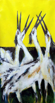 2021/1, Vögel, Acryl, Leinwand, 37x71 cm,