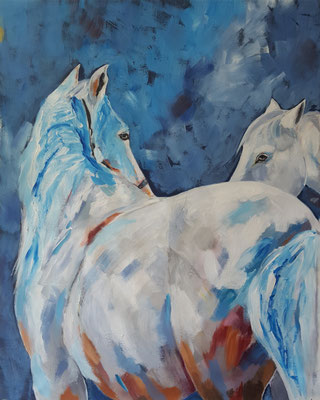 2017/4, Pferde, Arcyl, Leinwand, 70x90 cm