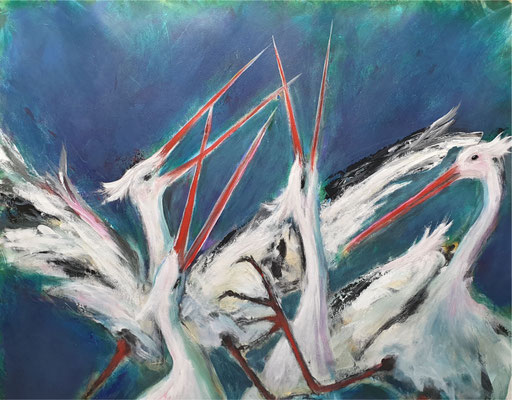 2021/3, Vögel, Acryl, Leinwand, 77x95 cm 