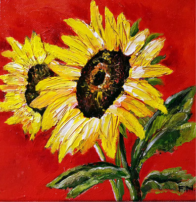 2016/3, Sonnenblumen, Acryl, Leinwand, 20x20 cm 