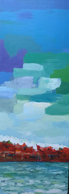 2014/5, Santorin, Acryl, Leinwand, 30x80 cm