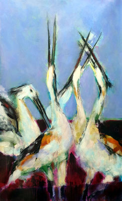 2021/2, Vögel, Acryl, Leinwand, 46x75 cm