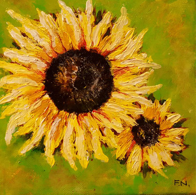 2016/1, Sonnenblumen, Acryl, Leinwand, 20x20 cm 