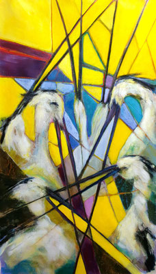 2021/4, Vögel, Acryl, Leinwand, 45x78 cm