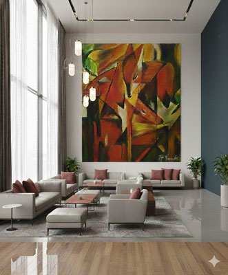 Animal Interieur-Design zu 2021/6, Füchse, Interpretation von Franz Marc