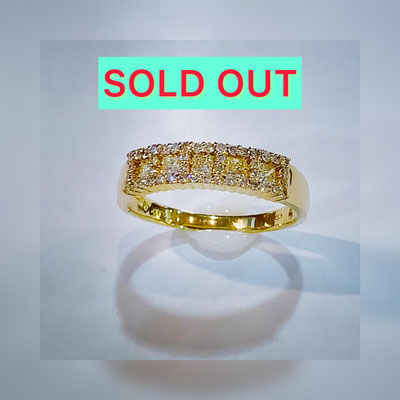 K18ダイヤモンドリング（スクエアカット）　D：0.40ct 　現行サイズ：11番　￥106,000（税込）