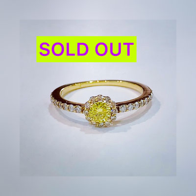 K18キャンディーイエローダイヤモンドリング　D：0.24ct(キャンディーイエロー）・0.30ct　現行サイズ：11番　￥179,000(税込）