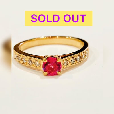 K18PGピンクトルマリン・ダイヤリング　PT：0.25ct　D：0.13ct 　枠重量：2.6g　現行サイズ：9番　￥50,000（税込）