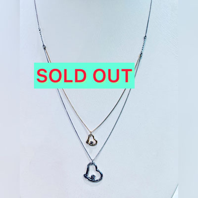 K18WG・YGダイヤペンダント　D：0.10ct　全長：50cm　スライド式チェーン　￥59,000（税込）