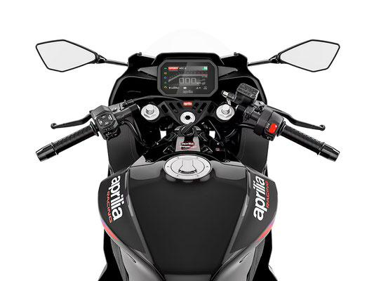 Aprilia RS 457 GP Replica, Topansicht von Tank, Display und Lenker