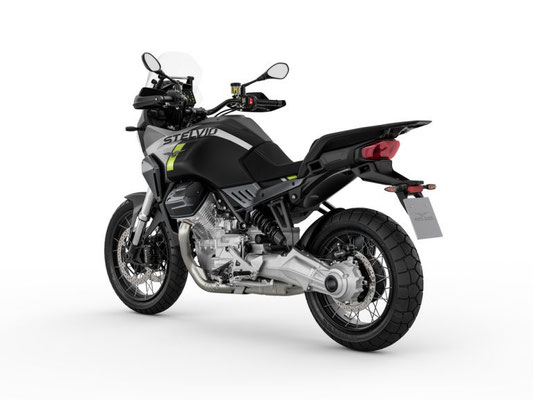 Moto Guzzi Stelvio - Schwarz Vulcano - Ansicht hinten links