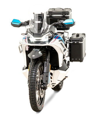 CFMOTO 800MT-X - Zephyre Blue - m. Zubehör - Frontansicht