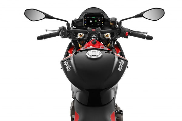 Aprilia Tuono 660 Factory in Dark Banshee, Topansicht Tank & Display