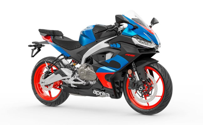 Aprilia RS457 in Coral Snake Blue, rechte Ansicht vorne
