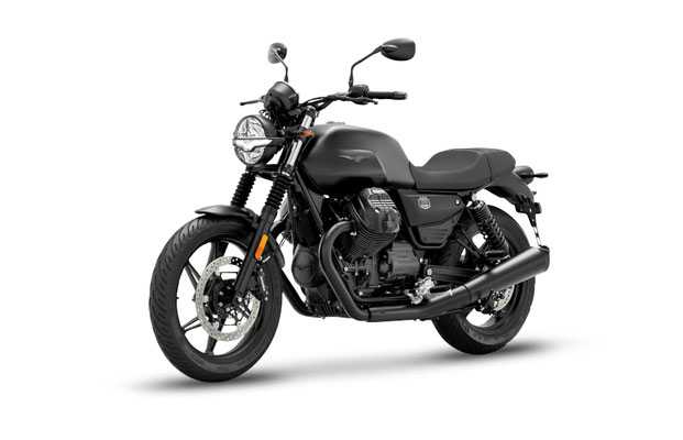 Moto Guzzi V7 Stone in Schwarz Ruvido, Ansicht vorne links