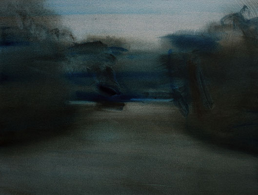 Nocturne garden #5 - Oil on Arches paper, 31 x 40 cm *SOLD*