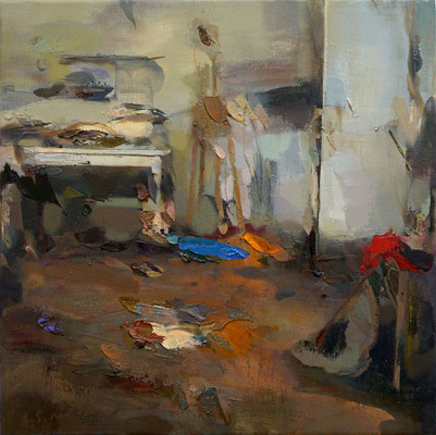 Messy studio #5 - Oil on canva, 40 x 40 cm.  *Sold*