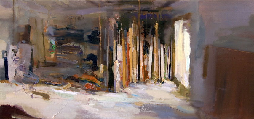 'Keiko's studio' 2013. Oil on canvas, 40 x 80 cm. SOLD