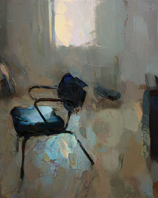 Atelier chair - Oil on wood, 25 x 20 cm. *Sold*