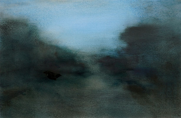 Nocturne Garden #16 - Oil on paper, 30 x 46 cm. Available (DM if interested)