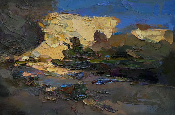 Royal gardens - Oil on wood, 20 x 30 cm. Available on Espacio75 Gallery