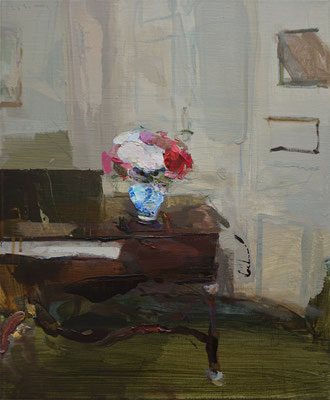 Flowers on the piano - Oil on linen, 46 x 38 cm. *Sold*