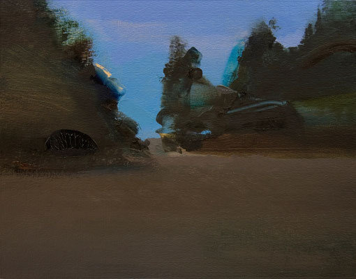 Nocturne garden - Oil on Arches paper, 22 x 28 cm *SOLD*