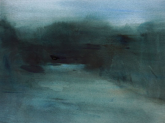Nocturne garden #8 - Oil on Arches paper, 31 x 40 cm. AVAILABLE on Meyer Vogl Gallery