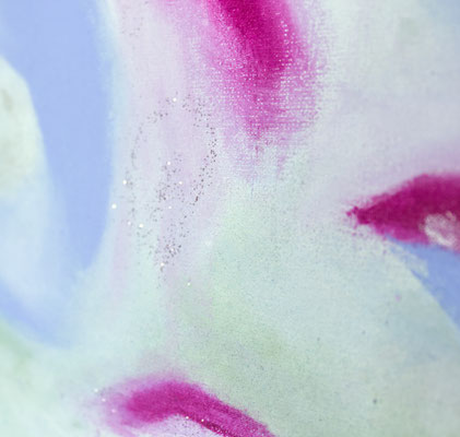 Lemuria Meerjungfrauen Energiebild Leinwand Pink Erdiges Grün, spirituelle Kunst mit Glitzer, spürbar