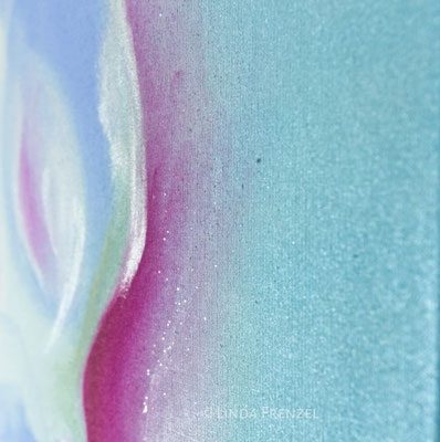 Lemuria Meerjungfrauen Energiebild Leinwand Pink Erdiges Grün, spirituelle Kunst mit Glitzer, spürbar
